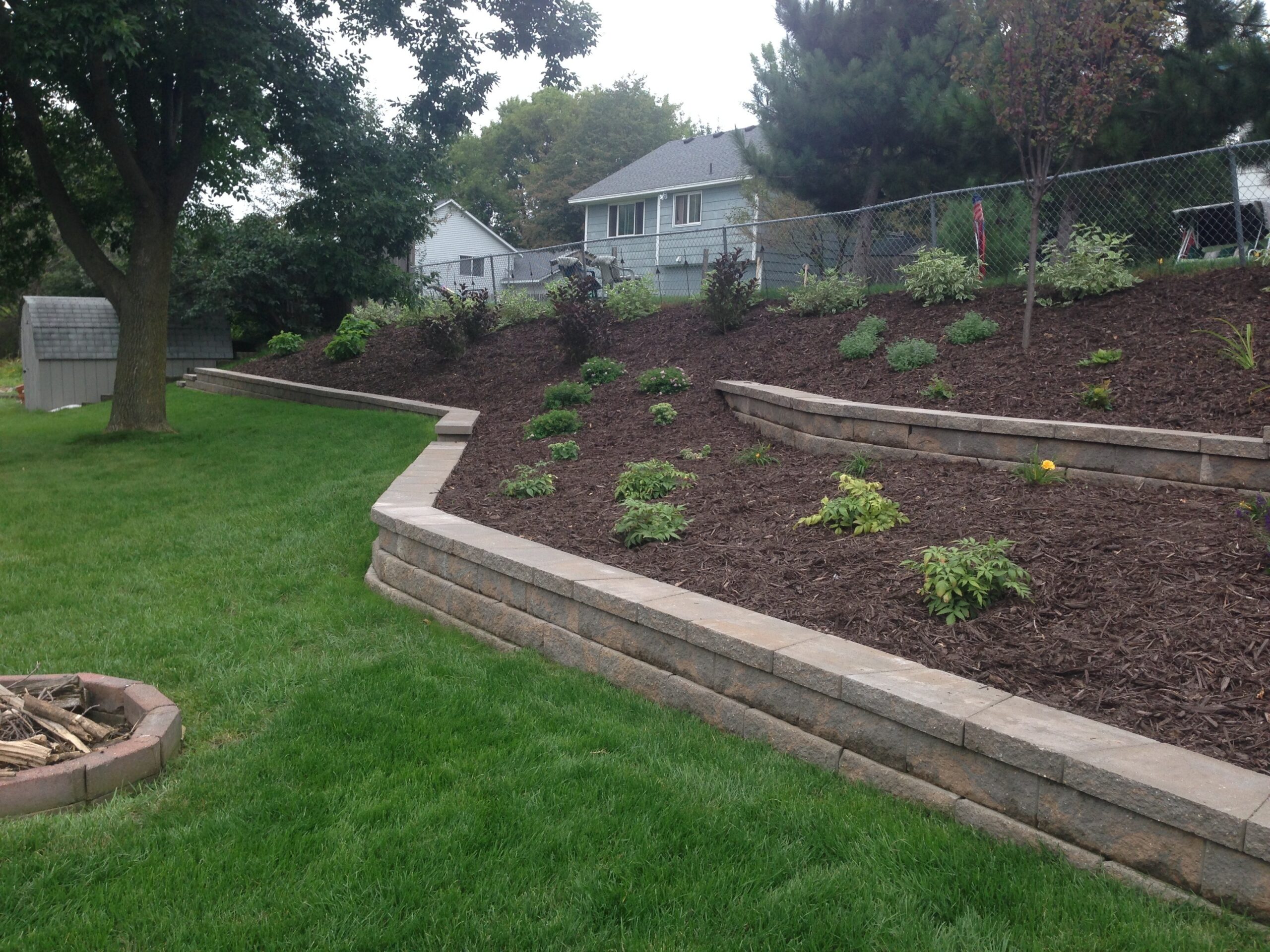 Retaining wall construction by North Ridge Outdoor Services