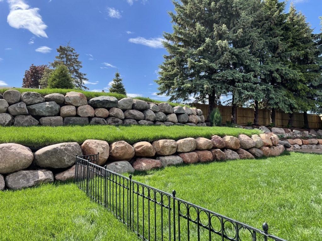 Retaining wall construction by North Ridge Outdoor Services