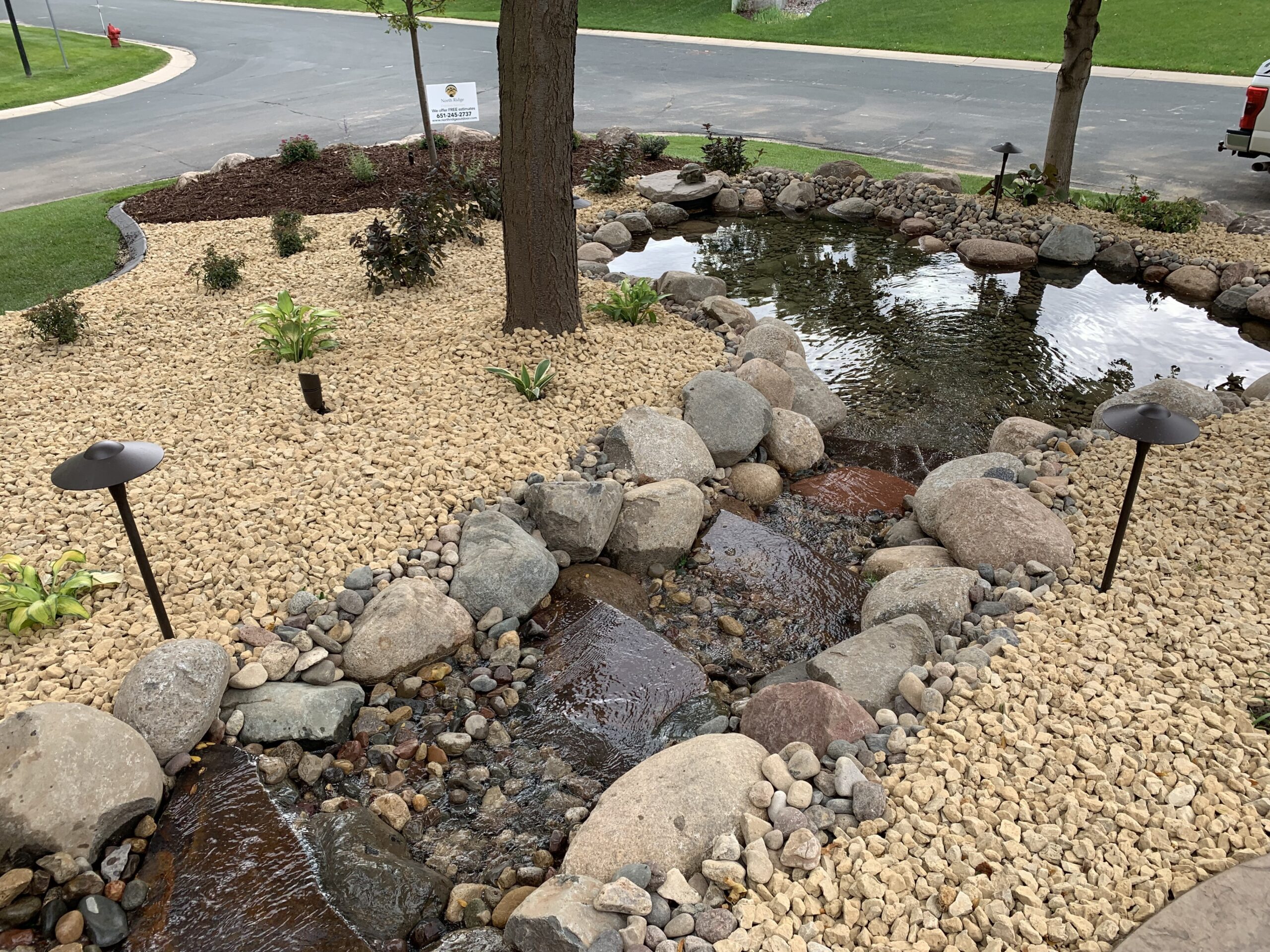 Water feature installation by North Ridge Outdoor Services